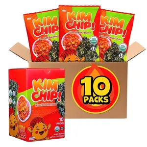 KIMCHIP (10-Pack) Spicy Kimchi Salsa Seaweed Snack – organic, vegan, gluten-free, low-calorie nori chips