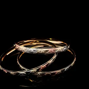 Gold Filled Bangle Set - Tri Tone