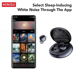 MINISO MS216 Sleep Headphones, comes with free sleepearplugs, buy one get one free. These mini wirelessBluetooth 6.0 earbuds feature liquid silicone material,high-definition sound quality, and a battery level display.Suitable for work and travel.