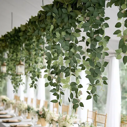 3-Pack Artificial Hanging Vines - Synthetic Silk Rose Leaf Greenery, 40in Faux Floral Plant, Draped Fake Plastic House Decor for Indoor Wall Mount, Outdoor Garden Backdrop