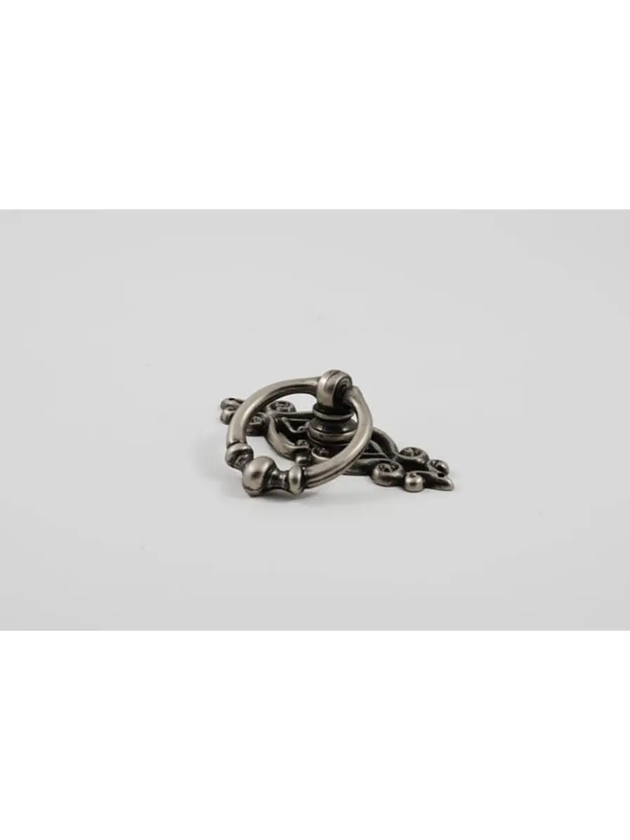 Cabinet Ring Pull with Backplate, Aged Pewter
