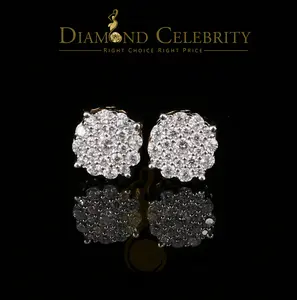 Diamond Celebrity’s 925 Sterling Yellow Silver 1.22ct Cubic Zirconia Round Women’s Stud Earrings