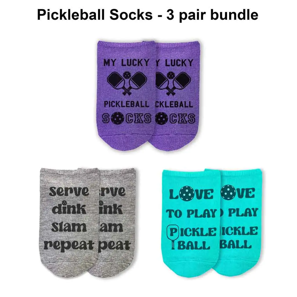 Cute Pickleball Socks for Women | 3 Pair Gift Set