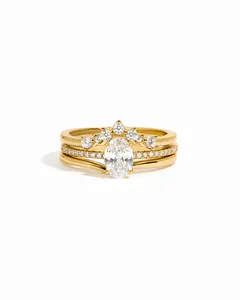 Sami Jewels Oval Ring Set, 925 Sterling Silver Rings, 14k Gold Plated Rings, Stacking Ring Set, Promise Ring, Stackable Gold Plated Cubic Zirconia Rings, Ring for Her