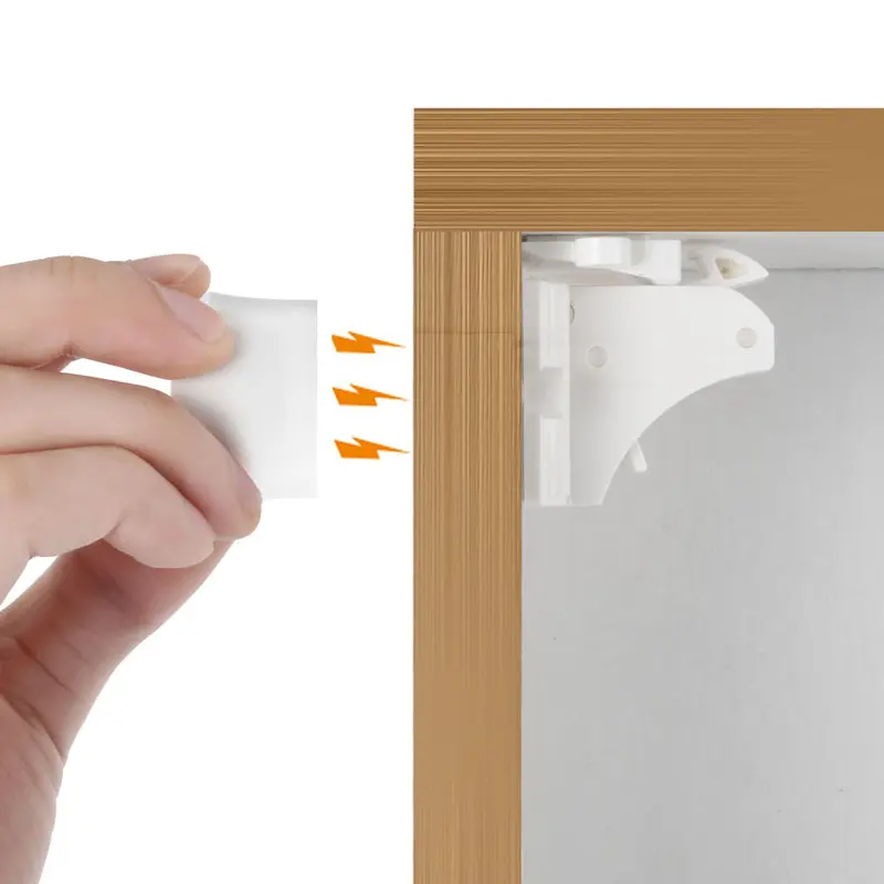 Vmaisi Plastic Magnetic Cabinet Locks for Baby Proofing - Mom-Tested Child Safety Latches for Child Explorers, Concealed Install, Magnet Keys, 2 Reusable Installation Cradles, 0.75 lbs/set, 12 Months Use for Kitchen,Bathroom