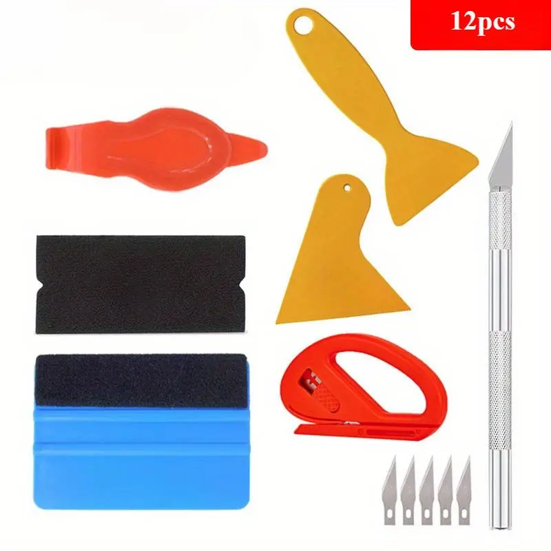Car Film Wrap Multifunctional Tool Kit Vinyl Spatula Vinyl Scraper Cutter For Vehicle Window Tint Car Accessories Wrapping Tools Squeegee Set Automotive Tool Kit