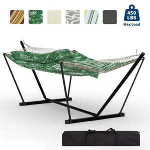 Heavy Duty 2-Person Hammock with Frame – Collapsible Steel, 450 lb Capacity – UV-Resistant, Includes Travel Storage Bag – Backyard Oasis & Camping Must-Have – Green