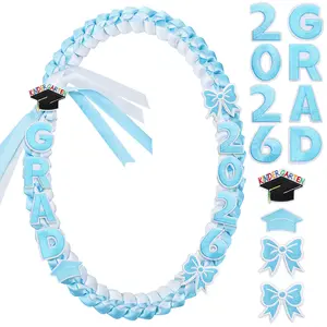 Kindergarten Graduation Leis Class of 2026 Ribbon Necklace for Preschool Pre-K Graduates, Cute Double Braided Money Lei Photo Props Favors for Graduation Ceremony Party Celebration Grad Gifts Teachers Parents Mom Prep for Daughter Son Boys Girls Students