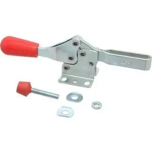 Destaco 200lb U-Bar Manual Hold Down Toggle Clamp, Horizontal Handle, 61° Handle Movement, 91° Bar Opening, Flanged Base, Electro-Plated Zinc Carbon Steel, Model 217-U, U-Bar Clamp