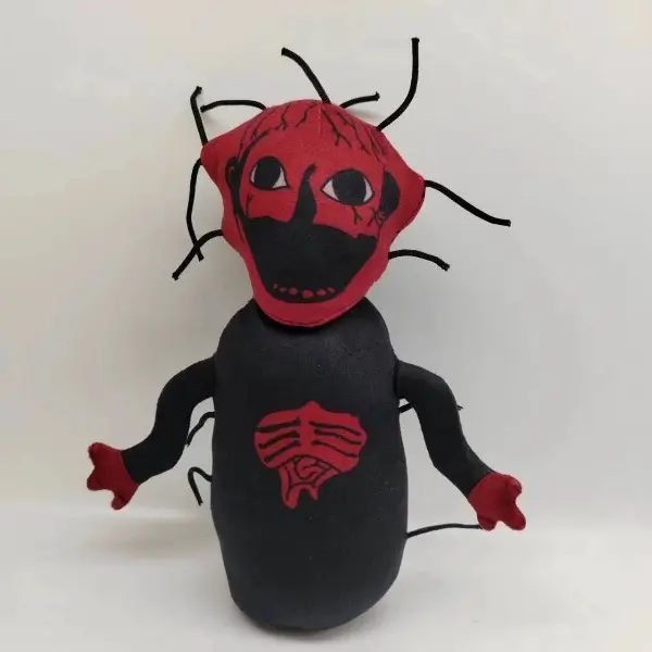 Creepy Red Black Monster Plush Toy Soft Stuffed Horror Character Doll For Halloween & Fans