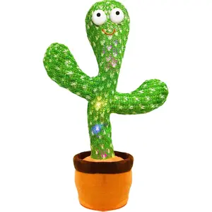 Dancing Mimicking Talking Cactus Toy,Funny Gift for Toddler 1 2 3 Year Old Boy Girl,Singing Record Repeat What You Say Light Up Baby Infant Toys 6-12 12-18 Months (Volume Adjustment)