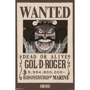 One Pice - Gol D Roger Wanted Poster, Unframed Poster for Anime Manga Fan Wall Art, Set up home decor