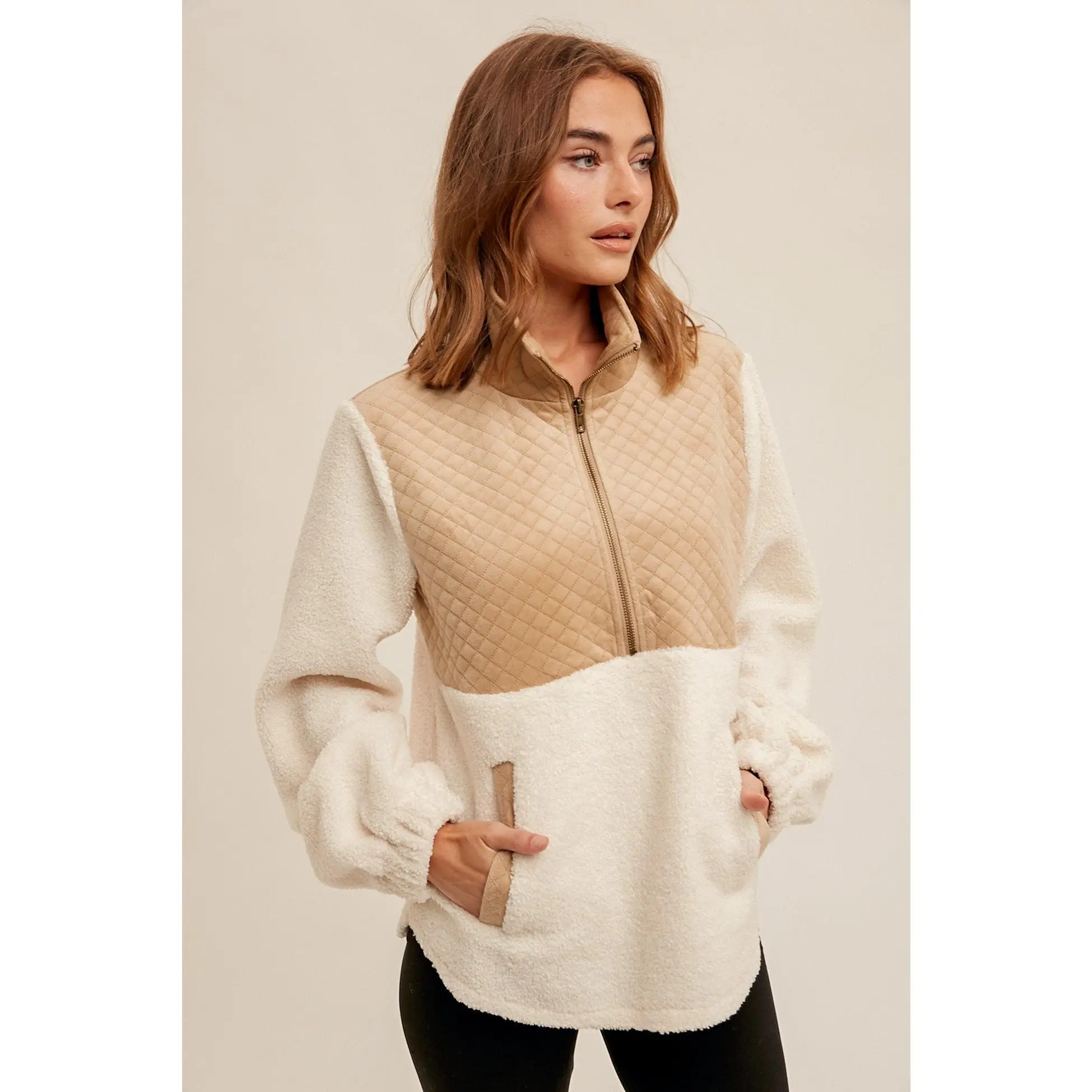 Quilted Sherpa Pullover