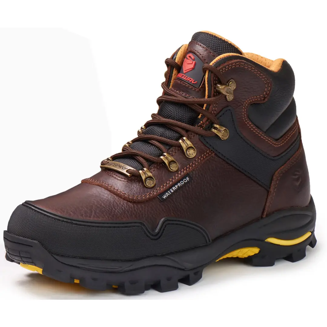 SUREWAY Men's 6" Soft/Steel Toe Heavy Duty Waterproof Work Boot - Leather,Lace Up,Oil/Slip Resistant Dual-Density Comfortable EH Construction Industrial Ankle Safety Men Work Boots,Roofing, Hunting