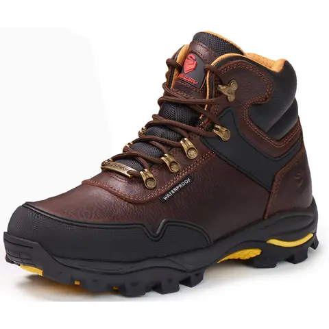 SUREWAY Men's 6" Soft/Steel Toe Heavy Duty Waterproof Work Boot - Leather,Lace Up,Oil/Slip Resistant Dual-Density Comfortable EH Construction Industrial Ankle Safety Men Work Boots,Roofing, Hunting