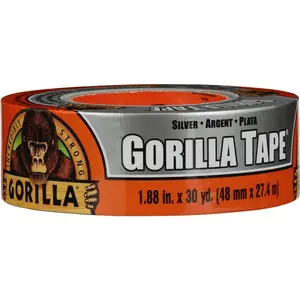 212 MAIN Silver Gorilla Tape, 1.88 in. x 30 yd, Weatherproof, Reinforced Back, Double Thick, Indoor/Outdoor Multi-Surface Tape for DIY Scrapbooking & Stamping