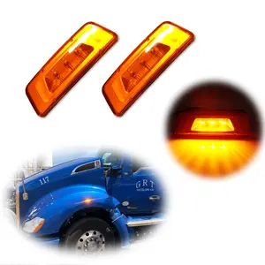 2pcs Amber Lens Amber LED Wheel Side Marker lamps Lights For Kenworth T680 T700 T880,Replace OEM P54-1211 554-1287