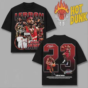 [ Dunk Nation ] LeBron James Graphic Tee, King James Vintage Basketball Shirt, Retro Number 23 Streetwear T-Shirt, Cleveland Fans Unisex Oversized Tee, Trending Sports Gift for Men Women US New 2026