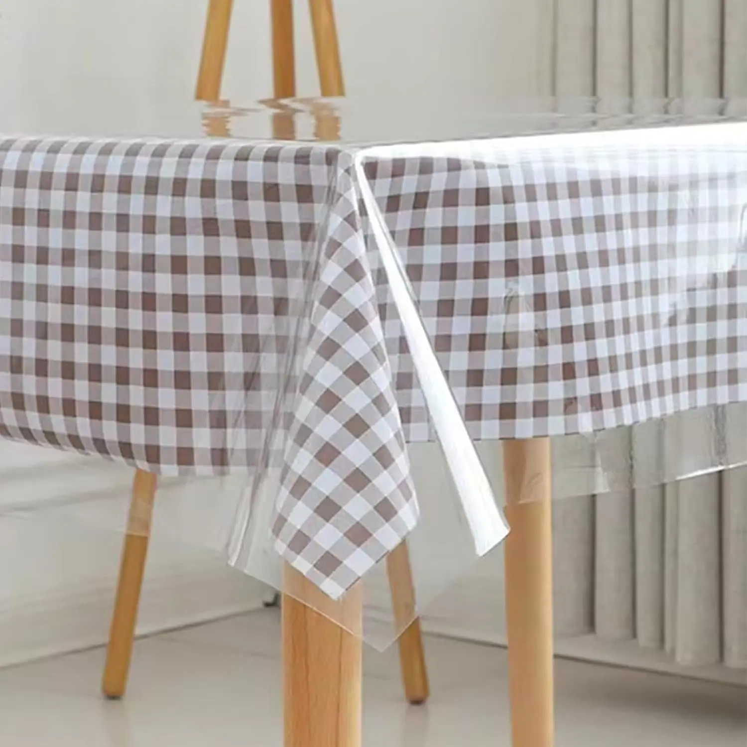 Clear Plastic Table Cloth Rectangle 60 x 84 inch   Tablecloths Protector Oil-Proof Spill-Proof Vinyl Tablecovers Wipe Clean Tablecloth for Dining Table Kitchen Camping Parties