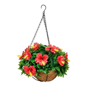 Improvements 15" Faux Hibiscus Hanging Basket