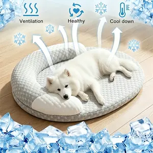Cooling Orthopedic Pet Bed, Breathable Summer Dog Bed with Raised Edges, Soft Washable Anti-Slip Pet Mat, All Season Use for Small Medium Large Dogs & Cats