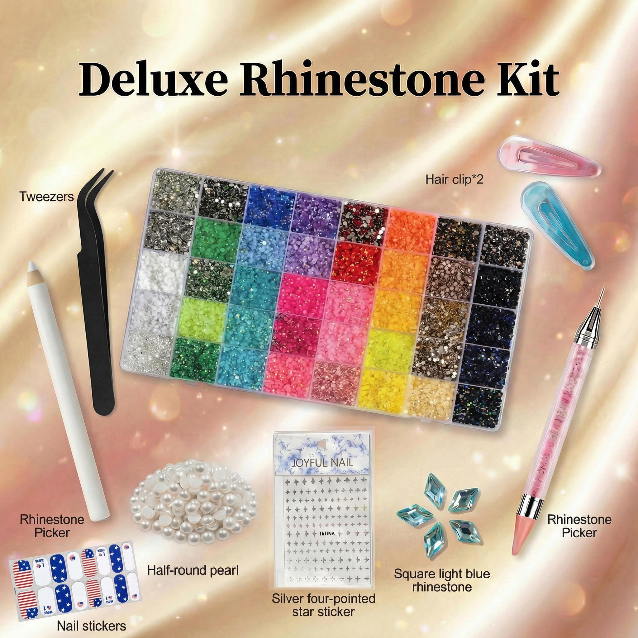 40000Pcs 40 Color Jelly Rhinestone Kit, Rhinestone Bedazzling Kit with Tool & All Free Accessories for DIY Nail Art, Crafts, Shoes & Tumbler Decoration