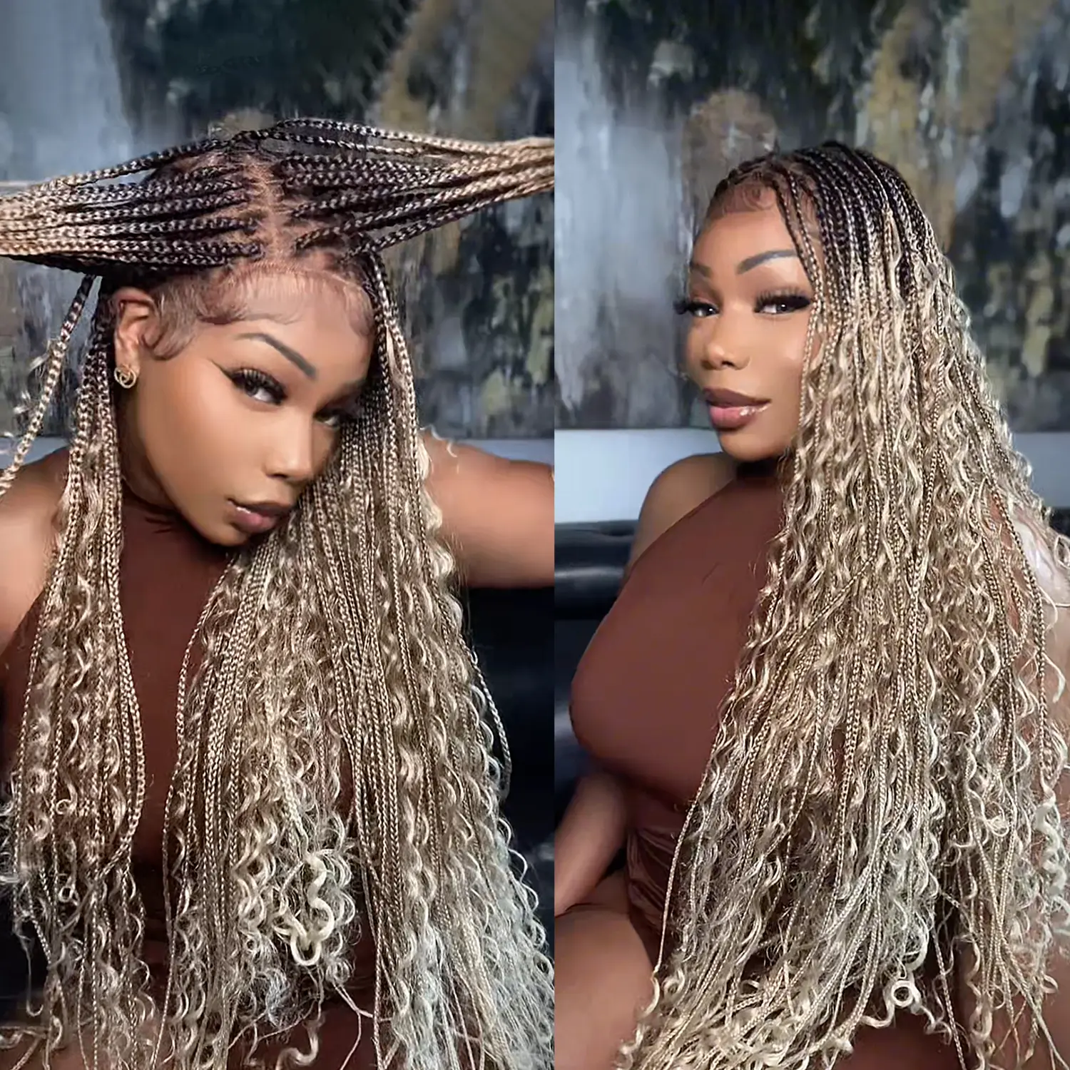 SuperNova 36" Boho Box Braided Wig #OT4/27/613 | Full Lace Knotless Wig, Pre-Cut Lace, Drawstring Fit, Lightweight Premium Synthetic Hair