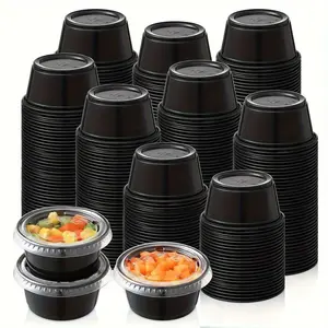 2oz Leak-Proof Plastic Condiment Cup with Lid, Sealed Dressing Container, Ideal for Lunch, Parties, Travel, Salad Dressing Holder