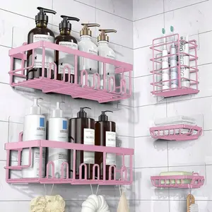 Adhesive Shower Caddy, 5 Pack Rustproof Stainless Steel Bath Organizers With Large Capacity, No Drilling Shelves For Bathroom Storage & Home Decor