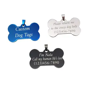 Custom Dog Tag Bone Shape – Stainless Steel ID Tag With Engraved Name and Info, Chew Resistant and Waterproof for All Breeds