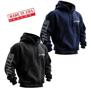 Stihl Printed Unisex Hoodie, Heavy Duty Workwear Top with Logo Print on Arm, Comfortable & Warm Menswear, Ideal Gift for Trade Professionals