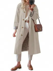 Women's Oversized Long Trench Coat Jacket - Single Breasted Windproof Duster For Women, Fall Winter Fashion Outerwear, Casual Chic Street Style Coat