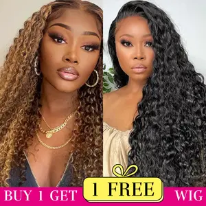 [ buy 1 get 2 wig ] 13x4 Highlight Ombre Lace Front Wig Human Hair 180% Density Blonde Highlight Wig Human Hair 13x4 Ombre Jerry Curly 4/27 Honey Blonde Wig Highlighted Wig