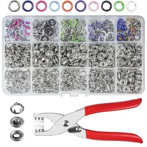 202Pcs Snap Fastener Kit with Pliers Press Tool, DIY Metal Snap Buttons for Clothes Hats Sewing & Crafts Supplies，Easy To Use