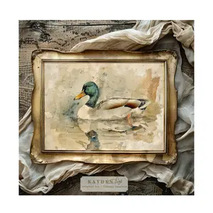 Vintage Mallard Duck Watercolor Painting Original Art Print Home Decor