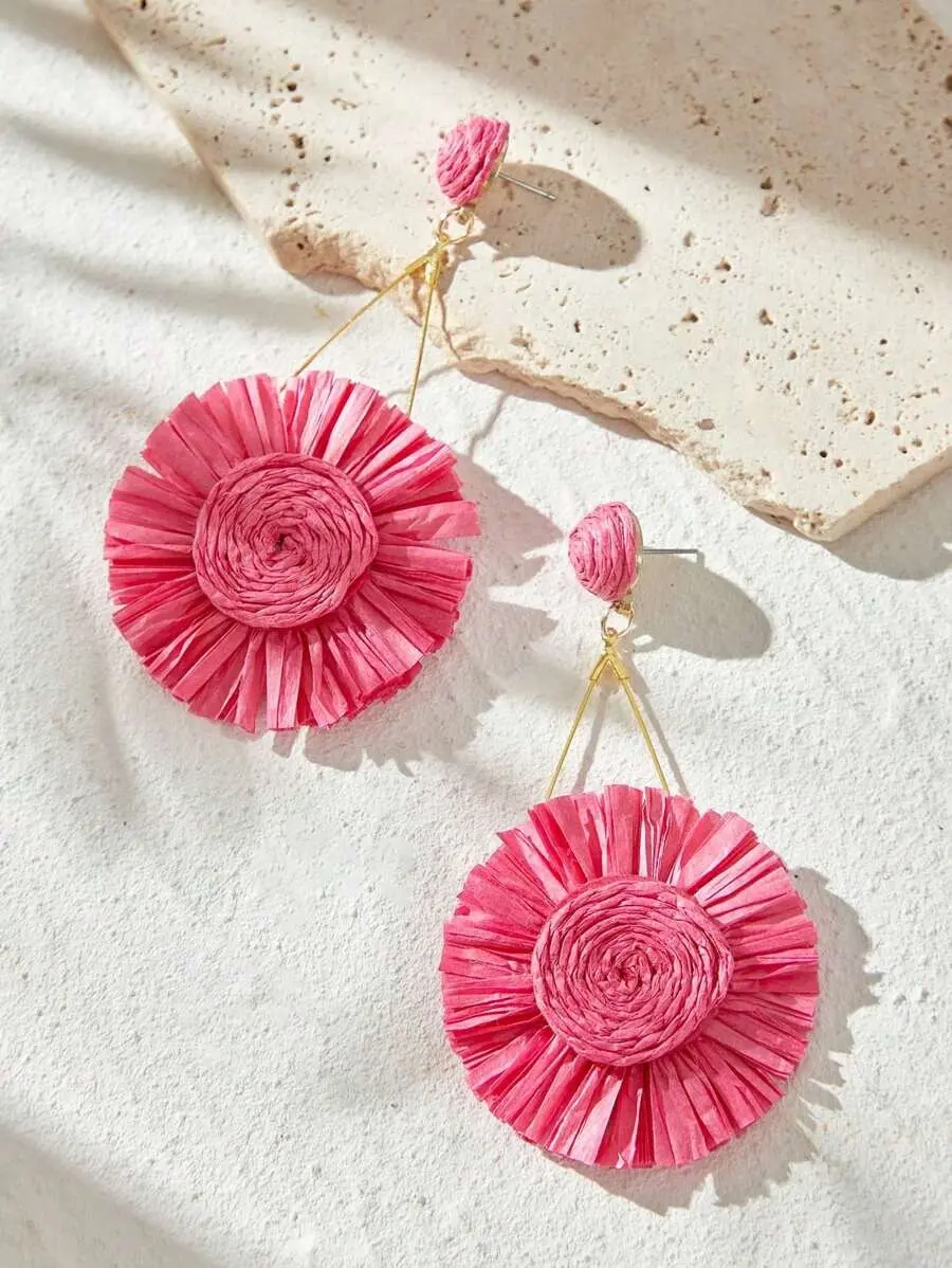 Handmade Floral Pendant Minimalist Chic Niche Earrings, Casual Everyday Wear