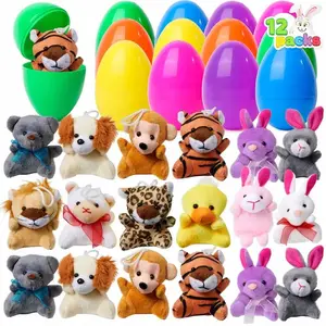 12Pcs 2.35in Animal Plush Toys /36 Pcs 2.35in Stress Relief Toys Prefilled Easter Eggs for Easter Egg Hunt, Kids Outdoor Play Valentine's Day Gifts for Kids