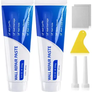 Drywall Repair Kit, 500 g Wall Mending Agent- 2 Pack, Wall Spackle Repair Kit with Scraper, Patch for Wall Hole Filler, White Spackle Wall Repair Paste, Plaster Dent