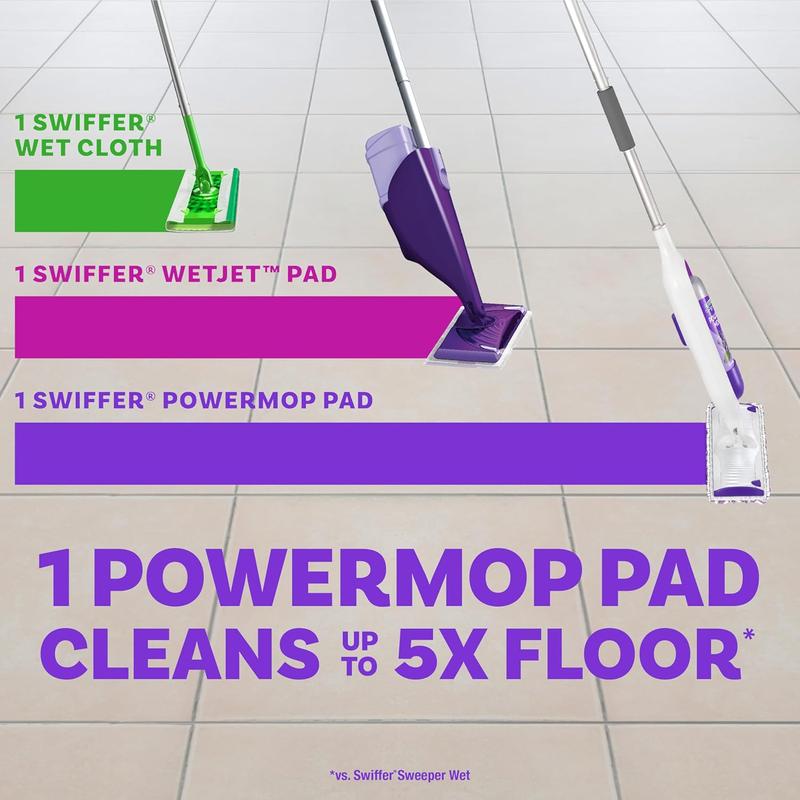 Swiffer PowerMop Multi-Surface Mop Kit for Floor Cleaning Includes PowerMop 2 Mopping Pad Refills Fresh Scented Solution & 2 Batteries