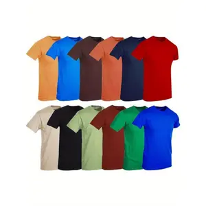 12pcs Men's Cotton T-Shirts - Regular Fit, Short Sleeve, Crew Neck in Assorted Colors Lightweight & Breathable for Casual Wear, Gym, Outdoor Activities Quality(Sports & Outdoor)