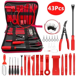 43PCS Universal Spring Clamp Tool Kit, portable car emergency repair tool kit, car interior trim panel removal tools, multi-functional car repair tools, a car tool set suitable for car repair and maintenance and household use.