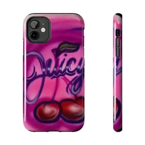 Juicy Cherry Tough Phone Case Compatible with iPhone X, 11, 12, 13, 14, 15, 16