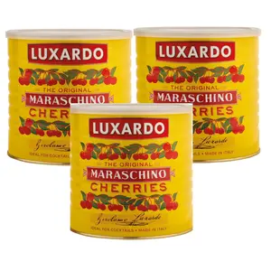 Luxardo The Original Maraschino Cherries (3 PACK) Gourmet Cherries | Ideal for Cocktails & Desserts | Product of Italy, 6.6 Lbs (3kg) Savory Sweet