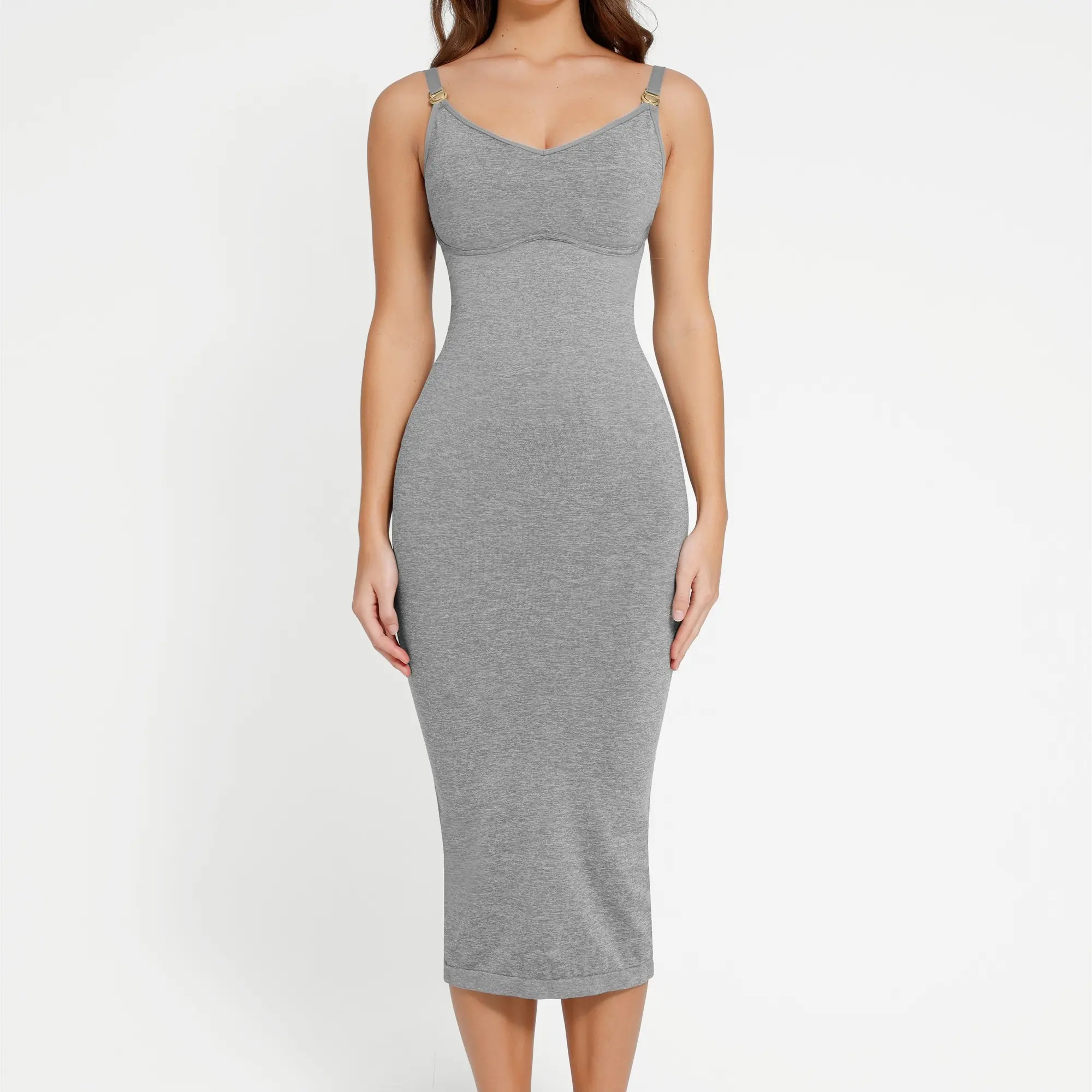 detachable straps dress-Gray