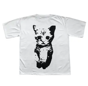 Cat Y2k T-Shirt, Unisex Vintage Graphic Tees Gothic Grunge Y2k Emo Scene Amity Affliction Style Clothes Men Women Streetwear Cotton Menswear