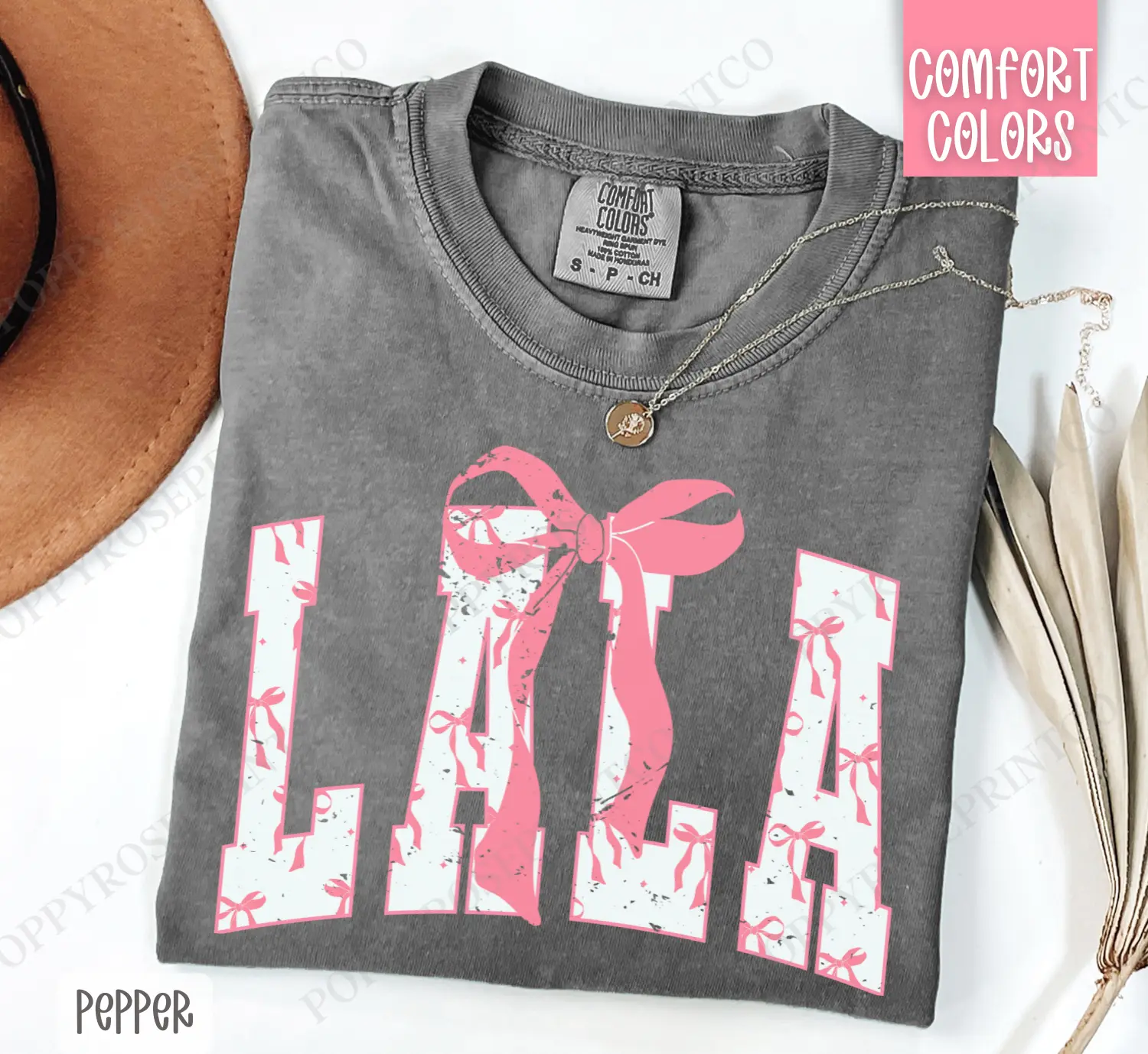 Pink Lala Bow Shirt Comfort Colors, Women's Tee, Cute Women's Tshirt