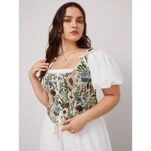 Cider [size 12/14-26] Floral Lace Up Knotted Tank Top Curve & Plus