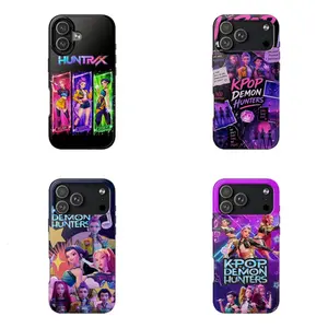K-Pop Demon Hunters Collage Anime Case for iPhone 17-7 Pro Max Plus & Samsung Galaxy S25-S21 Ultra Plus - Rumi Mira Zoey Aesthetic Neon Phone Cover unisex