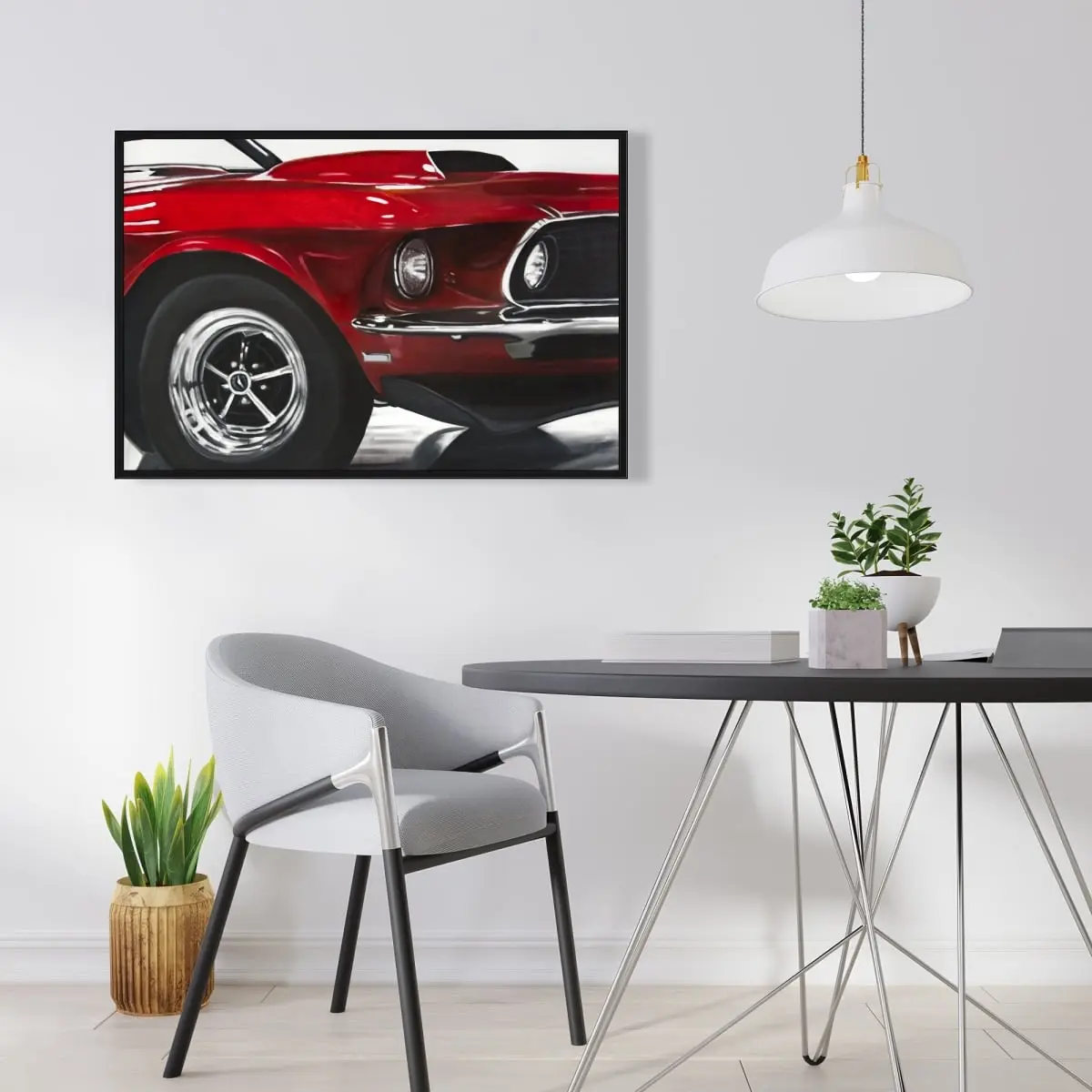 360 Stand Vintage Red Framed Artistic Wall Photo Print - 24x36 in. Classic Red Car Vintage Prints, Home Decoration Items, Wall Accent Gift, Artwork, Retro, Room, Framed Art Prints