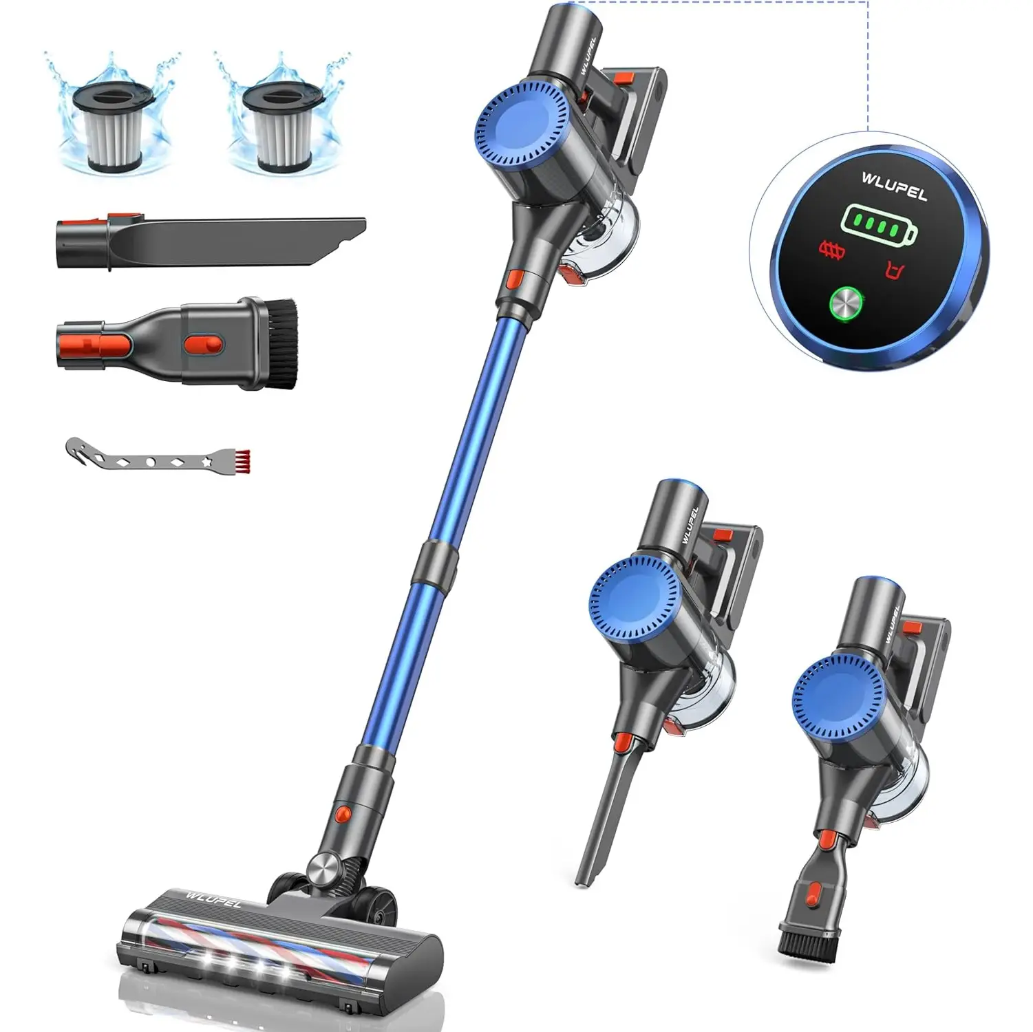 Cordless Vacuum Cleaner, 30Kpa 400W Powerful Stick Vacuum with 45Mins Detachable Battery, 70000RMP Lightweight Handheld Vacuum with Adjustable Suction